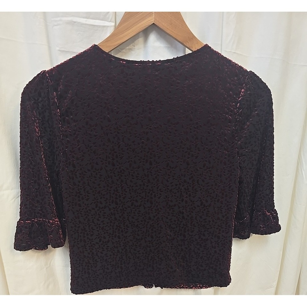American Rag Juniors' Burnout Velvet Top Dark Academia Coquette Baby Doll M - Picture 6 of 12
